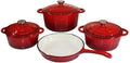 Online Oasis 7 Piece Cast Iron Pot Set - Red