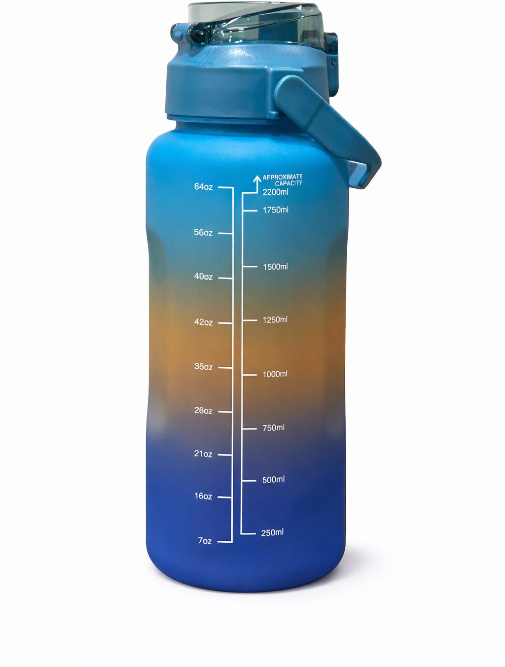 HEALTH 2.2L Motivational Water Bottle with Time Marker & Straw – Leakproof BPA Free Gym Sports Bottle 2200ml (Pack of 4, Blue)